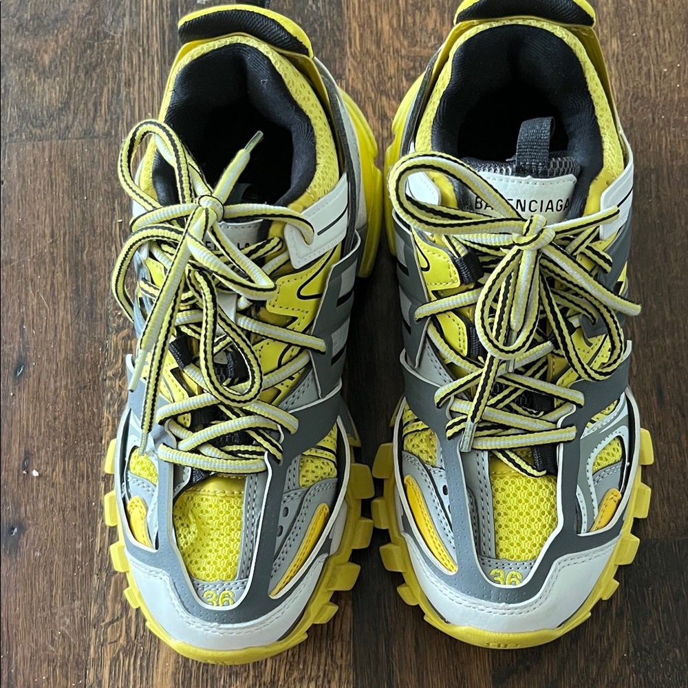 Balenciaga Vibrant Yellow and Gray Athletic Shoes